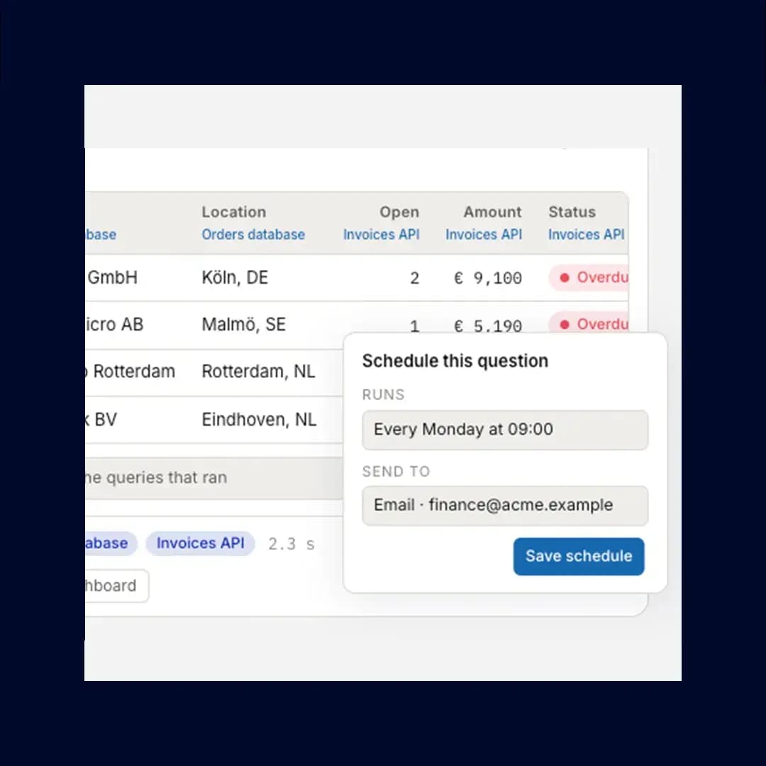 Scheduling a recurring question in inquerio.ai to arrive by email every Monday