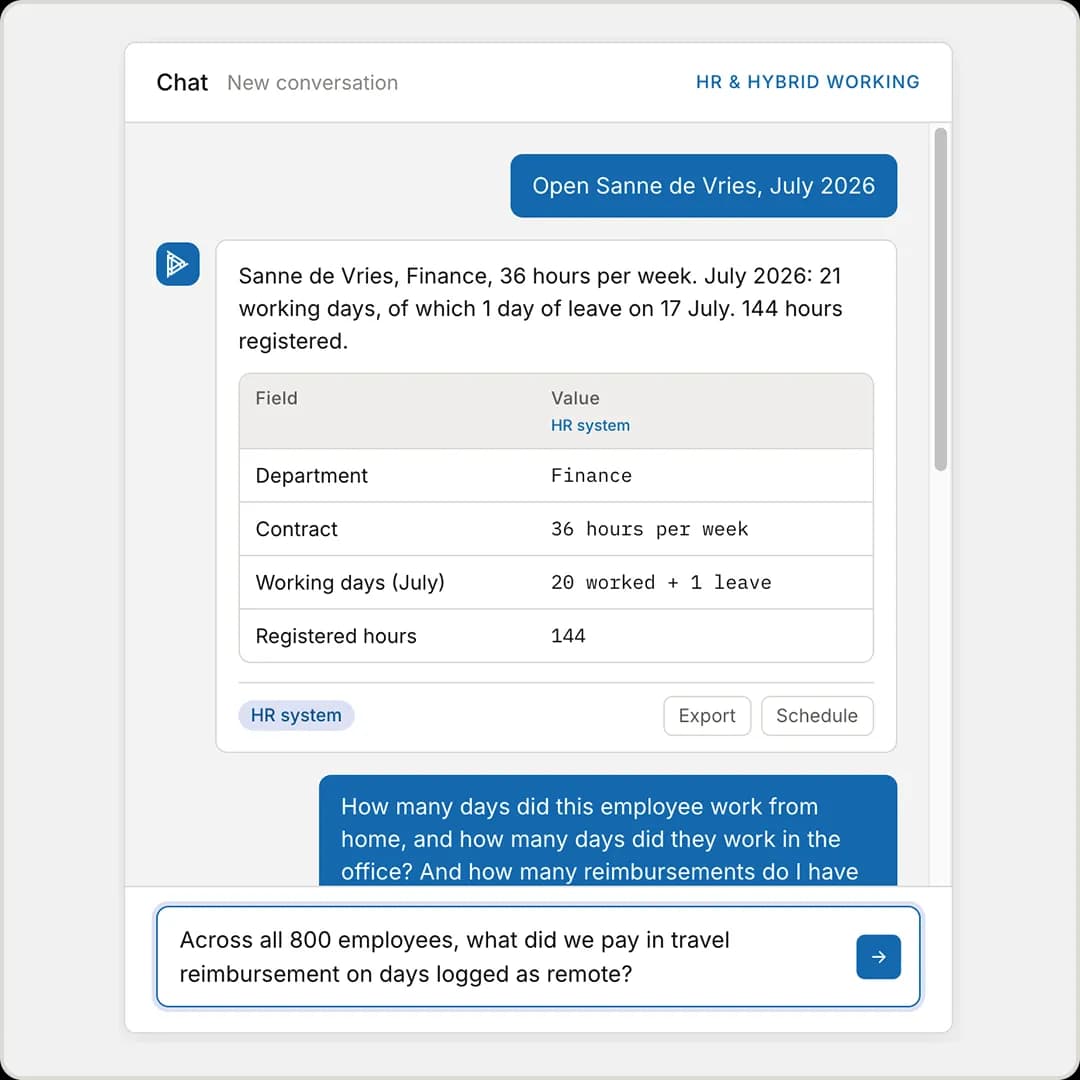 A colleague asking a follow-up question in inquerio.ai and getting the answer directly